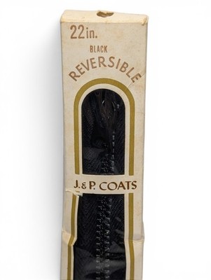 J & P Coats Black Reversible Metal Heavy Duty Separating Jacket Zipper 22 inch