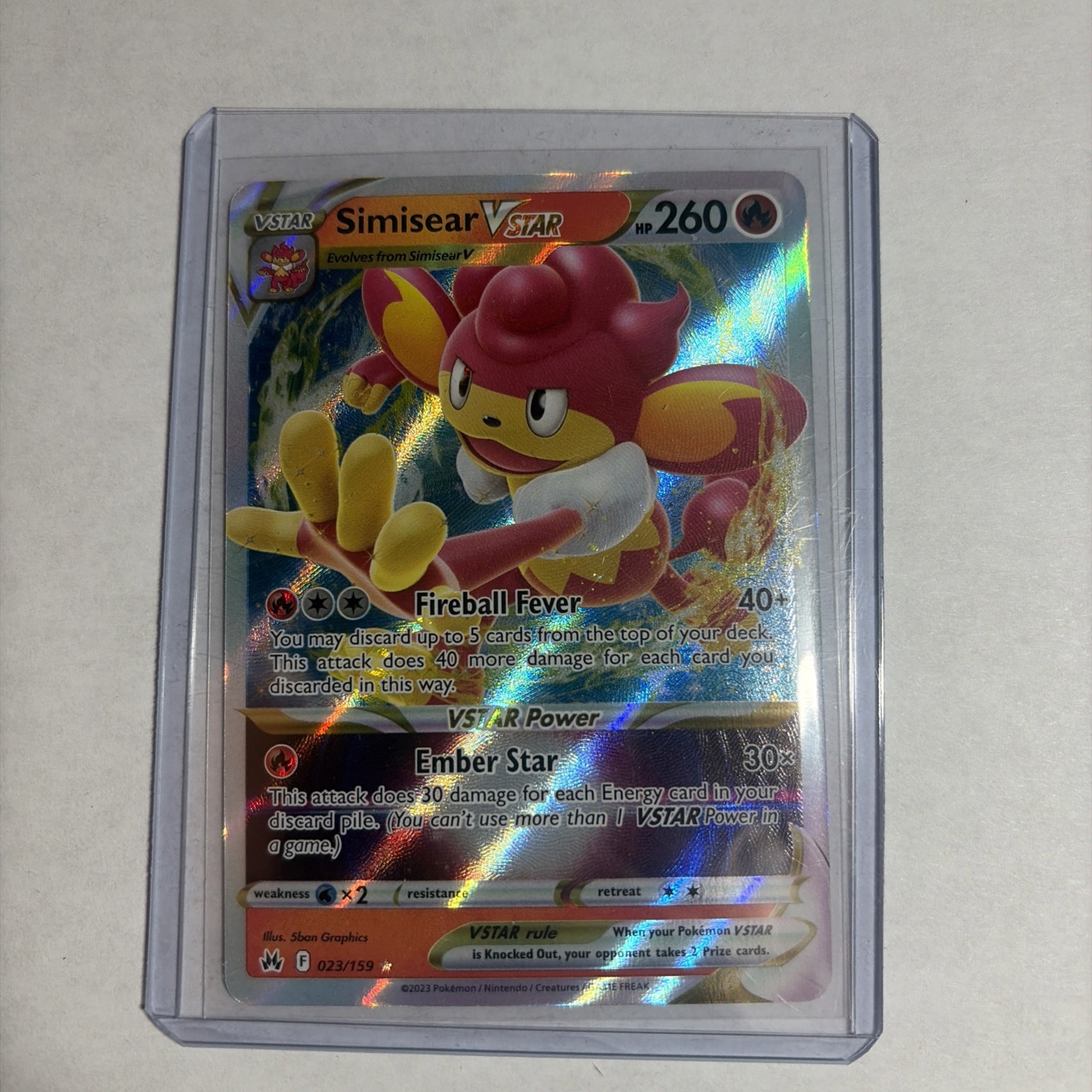 Simisear VSTAR 023/159 Holo VSTAR Rare Crown Zenith Pokemon Near Mint