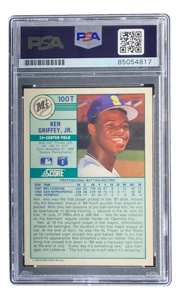 Ken Griffey Jr Signed Mariners 1989 Score #100T Rookie Card PSA/DNA Gem MT 10 - Image 2 of 4