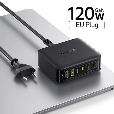 120W Desktop Charger Laptop Fast Charger 6 in 1 Charger for Iphone 17 16 15 14 P