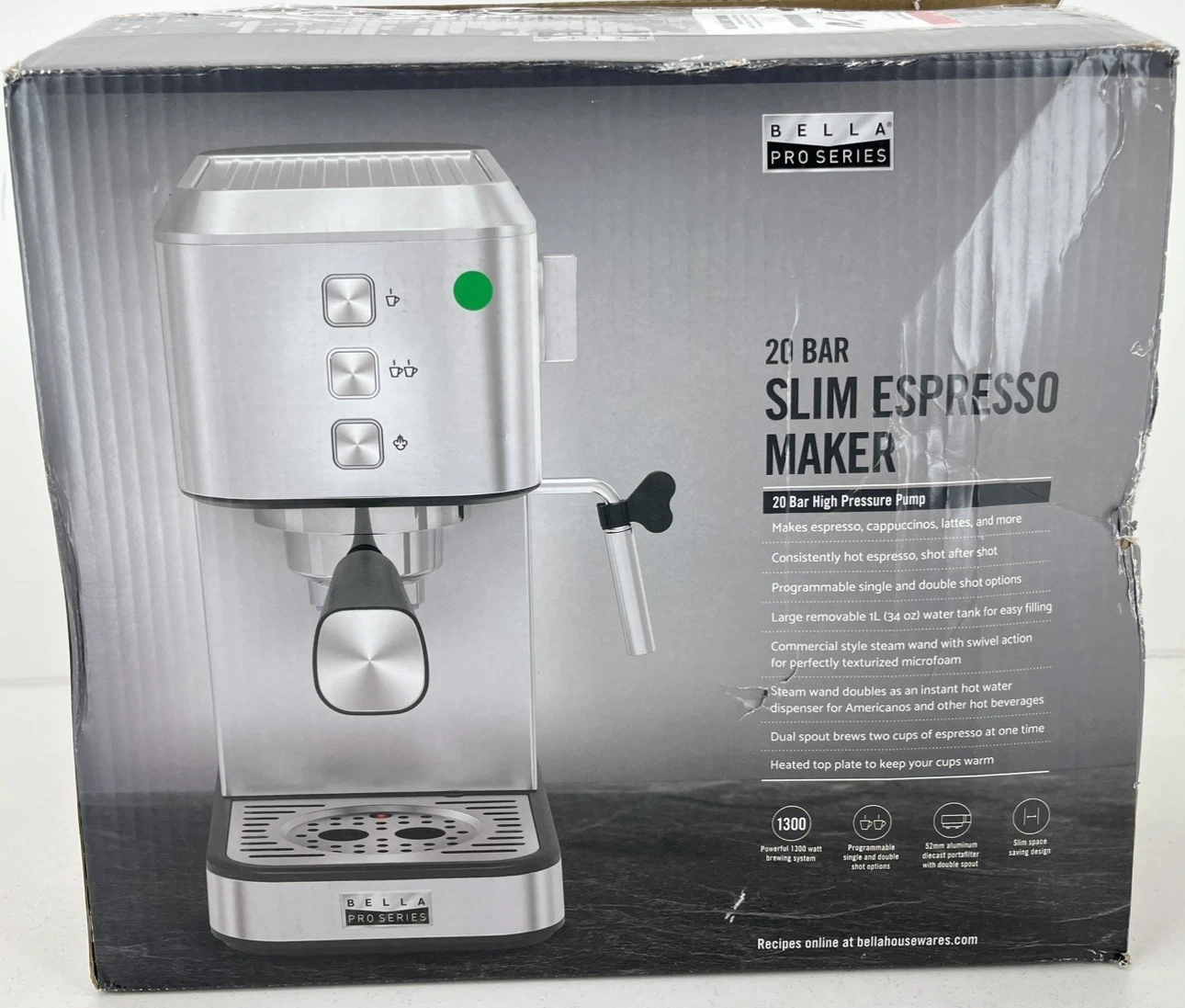 Bella Pro Series - Slim Espresso Machine w 20 Bars Pressure - Stainless Steel OB
Opens in a new wind