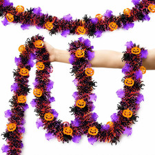 50 Fthalloween Decorations, Halloween Tinsel Garland with Orange Pumpkin Black S