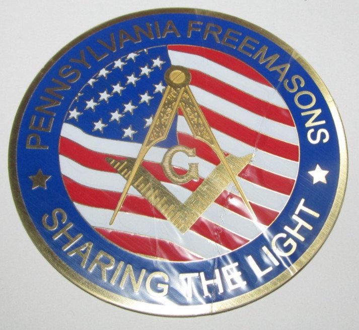 Pennsylvania Freemasons Car Emblem 3 Inch Round – Masonic Auto Badge Peel Stick