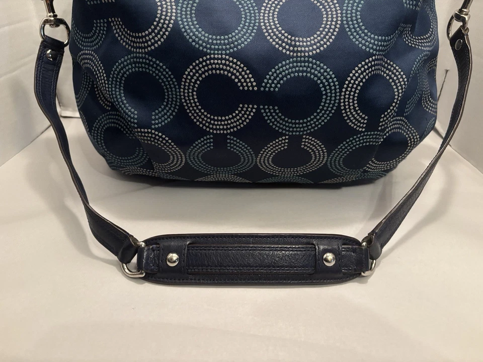 Bolsa de ombro Coach azul Ashley pontilhada arte cirúrgica norte sul bolsa tiracolo - Imagem 3 de 4