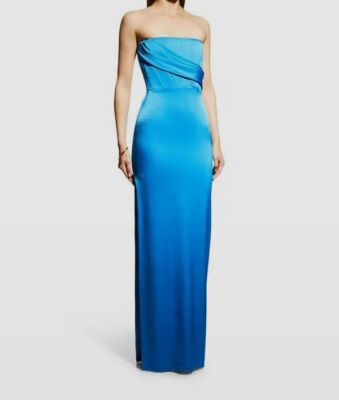 $2400 Alex Perry Women's Blue Corset Strapless Draped Satin Crepe Dress  Size 18 | eBay