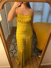 Vintage Juicy Couture 'Abigail' Maxi Dress Size Small Yellow Floral Print 