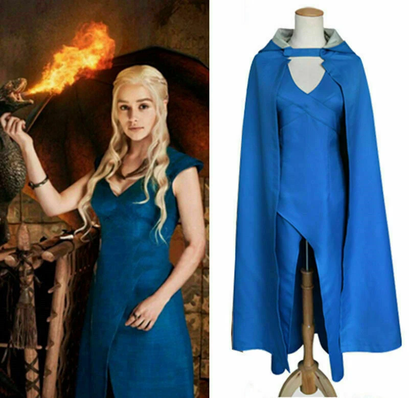 Got Costume Daenerys Targaryen Blue Dress Costume  Game Of Thrones Yunkai  Gown (K360) Rhaenyra Targaryen Costume