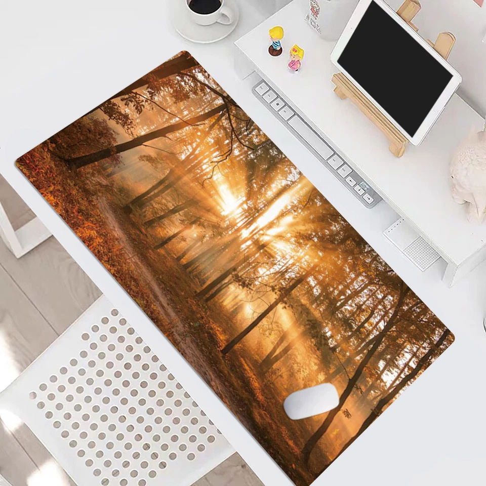 Forest Landscape Mouse Pad Autumn Fall Desk Mat for Keyboard and Mouse Desk Pad - Image 4 of 4
