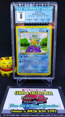 Pokemon GRADED Card - CGC 8: SQUIRTLE #63 (1st EDITION) BASE SET / YEAR  1999 | eBay