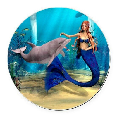 Rare OCEAN MERMAID DOLPHIN pendant Sterling 925 plated Silver 20'' necklace Gift