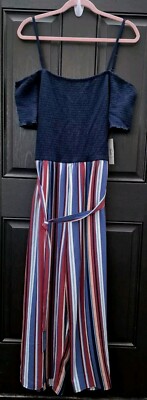 Womens JUNIORS One Piece Jumpsuit No Boundaries XXXL (21) Multicolor Stripes New