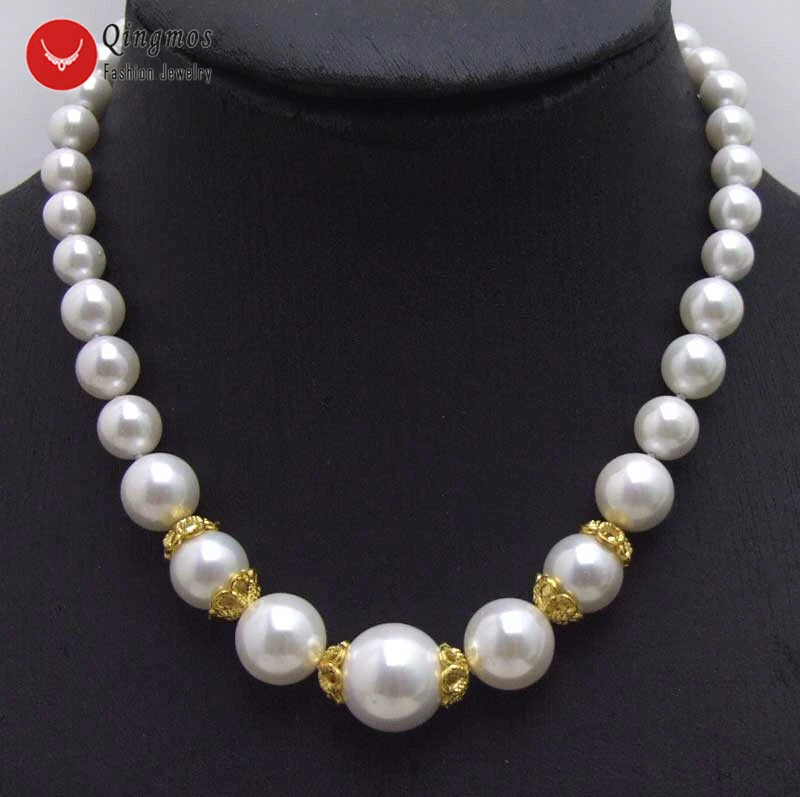 Модное круглое ожерелье с белым морским жемчугом 6-16 мм для женщин чокеры ювелирные изделия 17 дюймов - Изображение 2 из 4