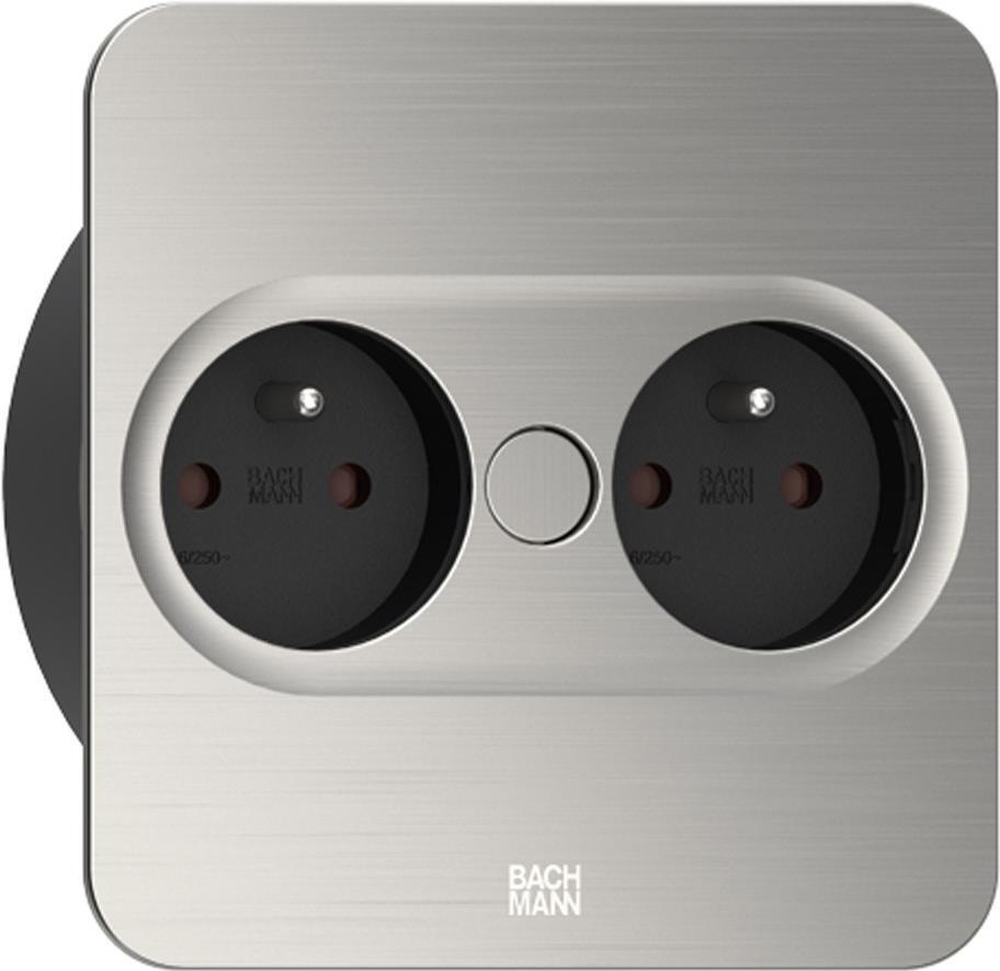 Bachmann TWIST 2 Metallische Abdeckscheibe eckig, Edelstahl-Optik, 2xUTE Frankre