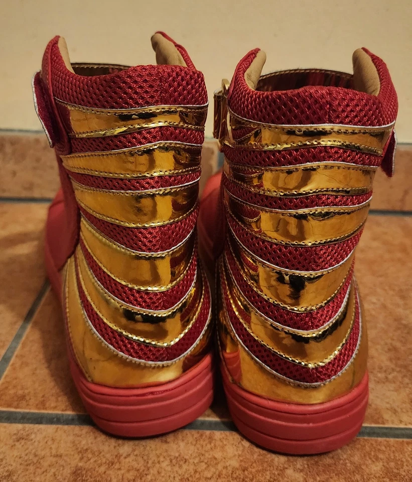 Negash Hombres Amun Ra Cuero Tenis Parte Superior Alta Botas Chukka Talla 8 Rojo/Dorado Foto 4 de 4