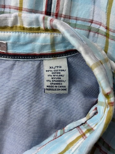 Tommy Bahama Mens Button Up Shirt XL Cotton Blue White Plaid Short Sleeve Pocket - Picture 9 of 10