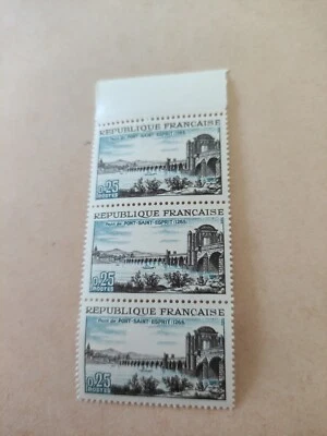Bloc 3 TIMBRES FRANCE 1966 YT1481 7e centenaire du pont de Pont-Saint-Esprit - Photo 1/3