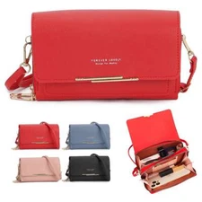 Women Cell Phone Purse PU Leather Wallet Bag Zip Handbag Crossbody Shoulder Bag