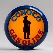 Conoco Minuteman Gas Pump Globe 13.5" in Dark Blue Plastic Body (G119)