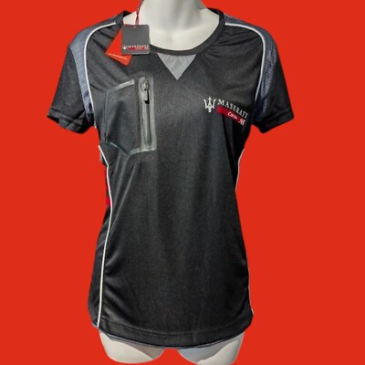 MASERATI Corse Womens Black Athletic Shirt Authentic US sz M running top 3B