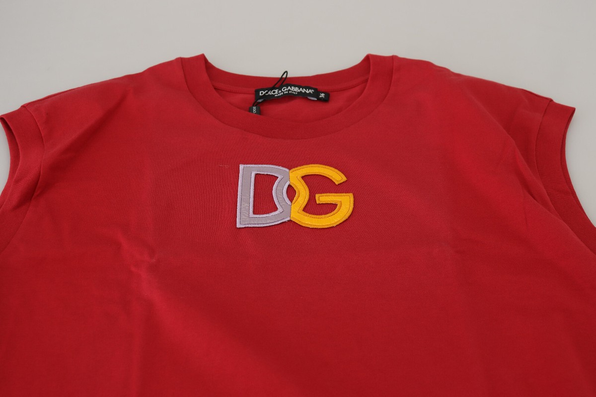 Tシャツ・カットソー DOLCE & GABBANA LOGO COTTON TANK TOP DOLCE & GABBANA Tank Top T-shirt Red Cotton DG Logo IT36