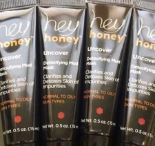 4X Hey Honey Uncover Detoxifying Mud Mask .5 oz Travel Sz Sealed  Lot of 4