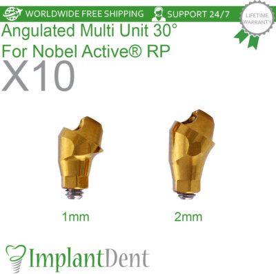 10x Angulated Multi Unit 1.6mm Prosthetic 30° For Nobel Active Hex RP , Dental