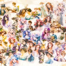 400Pcs PET Stickers Retro Lady Beauty Journal Planner Scrapbooking Art with Box