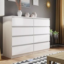 Chest of Drawers Matt White Bedroom Furniture Available in 2,3,5,6,7,8 Draw