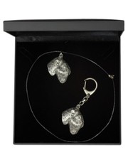 Black Russian Terrier - set necklace, keyring with a dog, black box, Art Dog USA