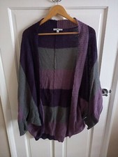 Klass Collection Wool Mix Purple Striped Shrug Cardigan Size S/M 8 10 (#3)