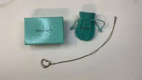 Tiffany & Co Sterling Silver Open Heart 22mm Pendant Necklace With Box - Afbeelding 1 van 2
