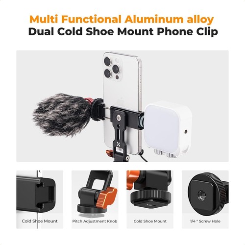 K&F Concept Phone/Tablet Tripod Mount Universal Holder for Tripod w/ 1/4" Thread - Photo 23 sur 28