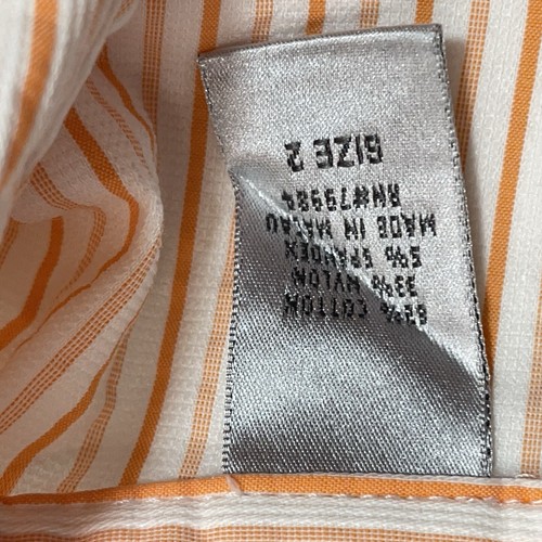 Chico's Womens Size 2 (L 12) Orange White Seersucker 3/4 Sleeve Shirt Top - Picture 9 of 11