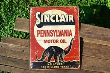 Sinclair Pennsylvania Motor Oil Tin Metal Sign - Dino - Dinosaur - Gas - Retro