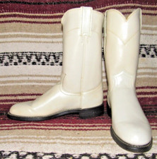 Women's Vintage Justin Diamond J Bone Leather Roper Cowboy Boots 6 C NEW in Box