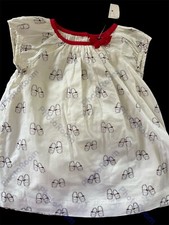 Baby Gap NWT Ivory/Red Kitty Shoes Woven Cotton Dress Diaper Cover-18-24Mos