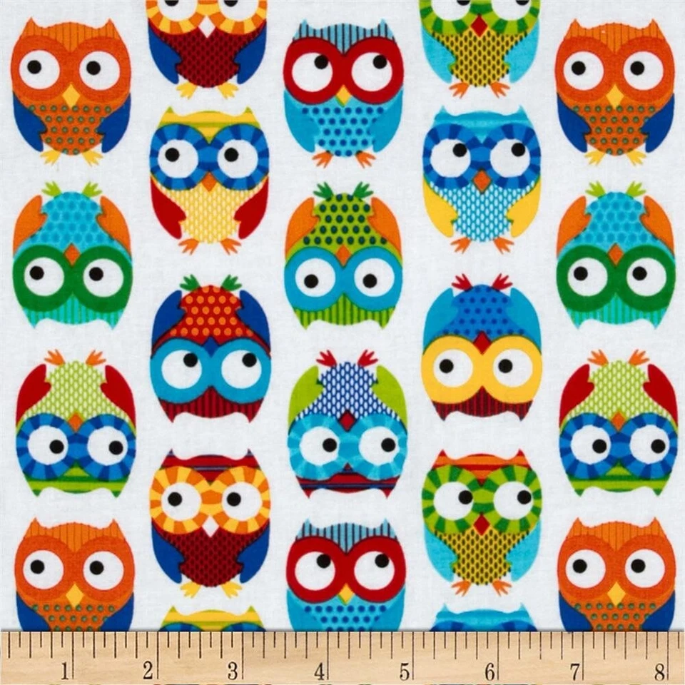BTY Timeless Treasures Owls en tela de algodón BLANCA por yarda C8366 Foto 2 de 2