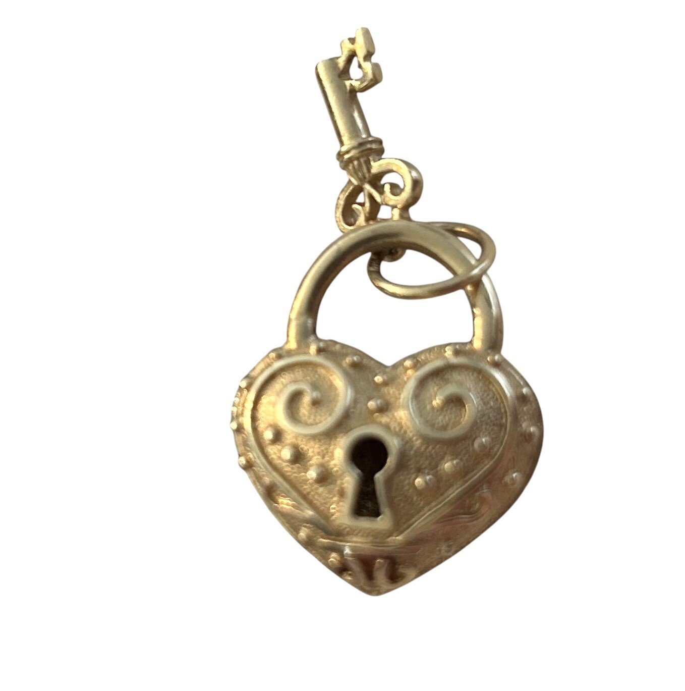 14K Yellow Gold Heart Locket & Key Charm Pendant AE Arts Elegance 8.1 G ...