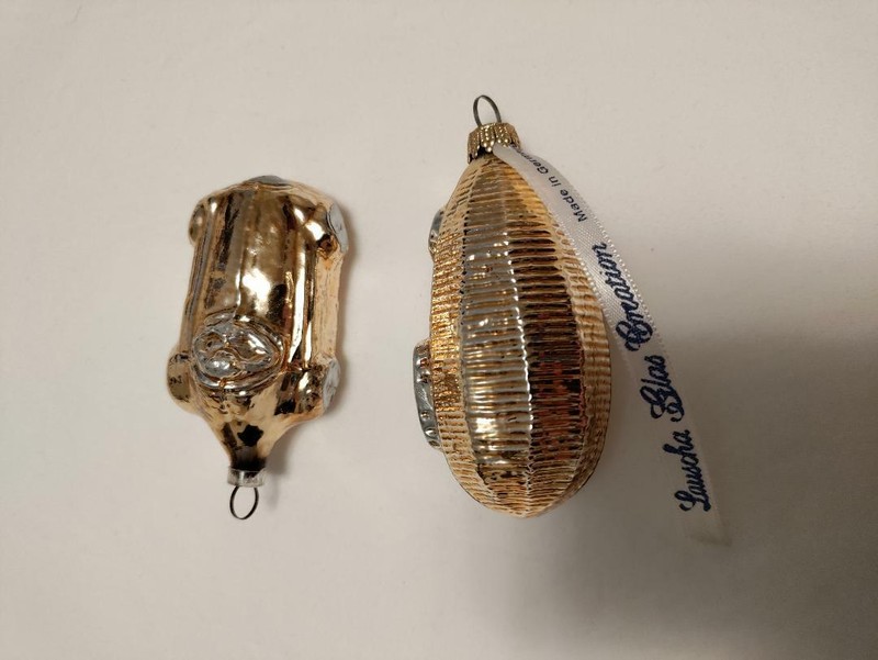 VINTAGE LAUSCHA GLAS CREATION BLIMP & RACE CAR ORNAMENTS