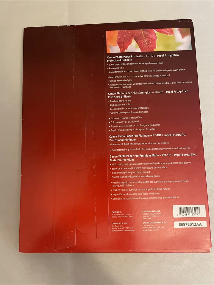 Canon Pro Paper Luster Sampler Pack 8.5 x 11" - Total 20 Sheets #8657B012 - Image 2 of 2