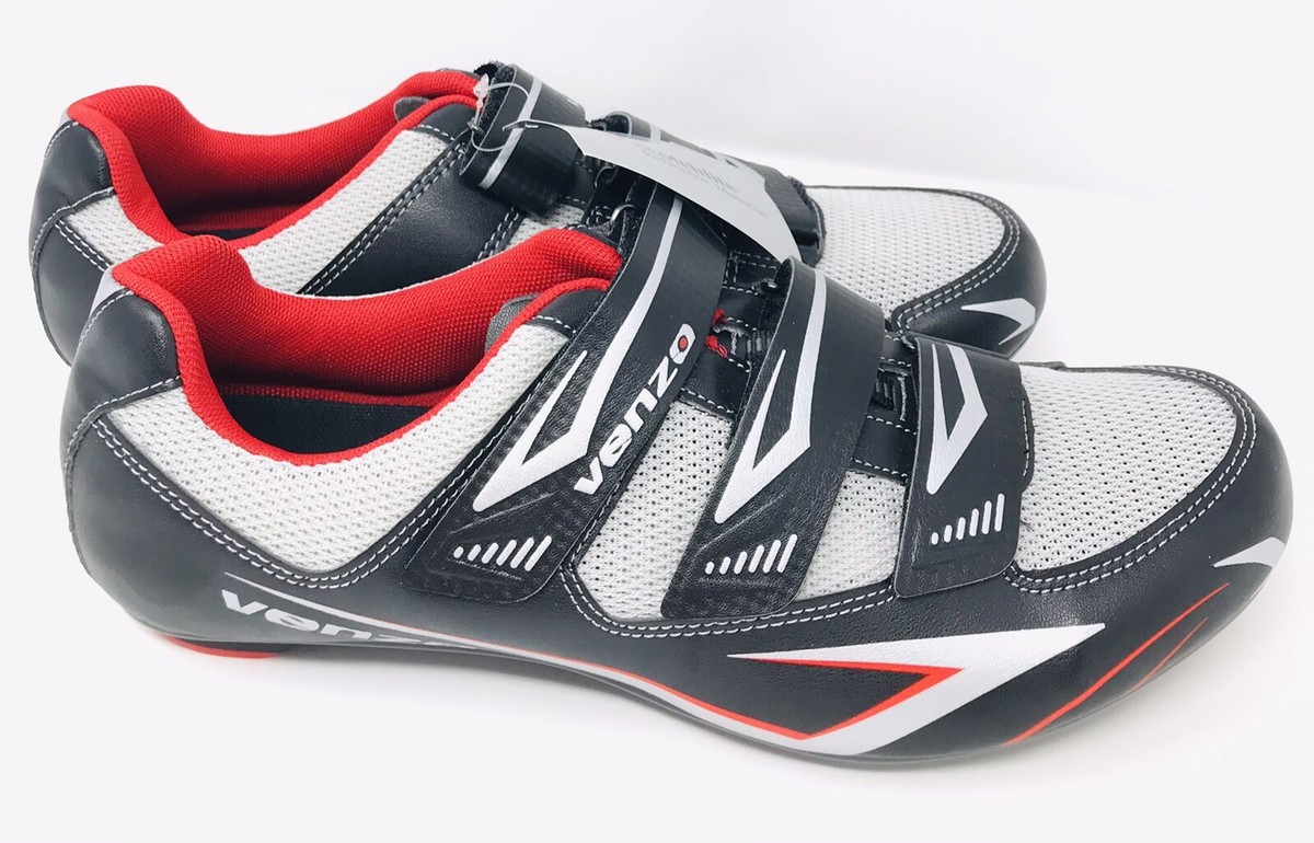 Venzo Men’s Road Cycling Shoes 3-Strap Closure Size 8.5 w/ Cleats Clips Venzo MX Indoor Cycle Spin Shoes Clips Cleats 3 Bolt Adj  main image 2