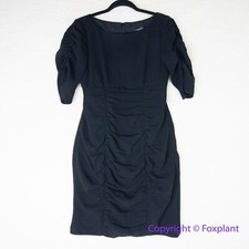 New! Nanette Lepore black ruched mini dress short sleeve, women size 2
