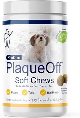 Plaque Off Soft Chews For Small & Medium Breed Dogs & Cats, 90 Soft Chews