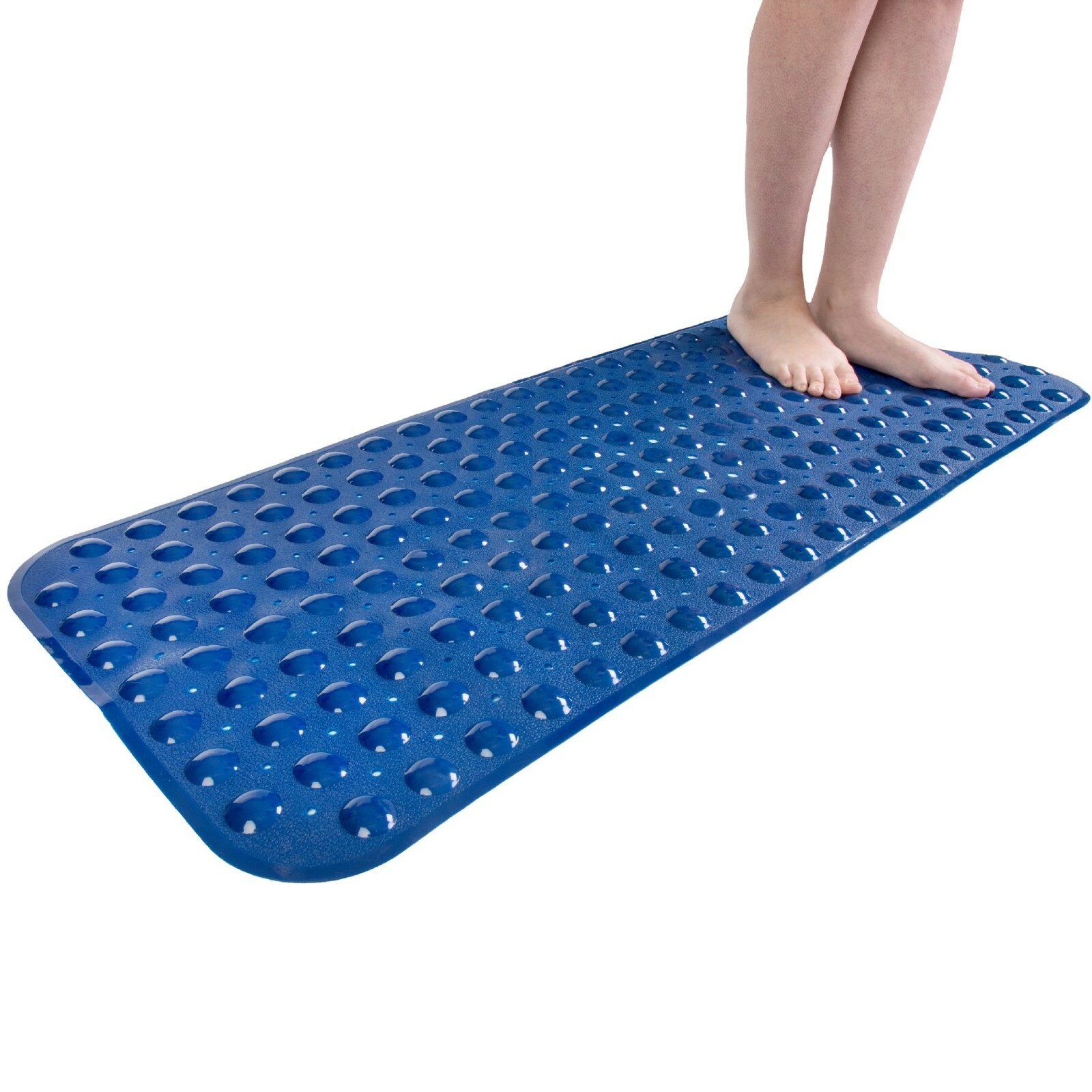Navy Extra Long Bath Mat 16"W x 39"L InTub Mat with Suction Cups