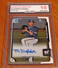 MARCOS DIPLAN Rookie AUTO****2015 BOWMAN Chrome PROSPECTS--Gem MINT 10---BREWERS