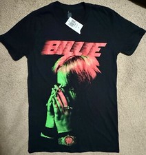 Billie Eilish Women's T-Shirt Size XS Black Graphic Portrait Red Green