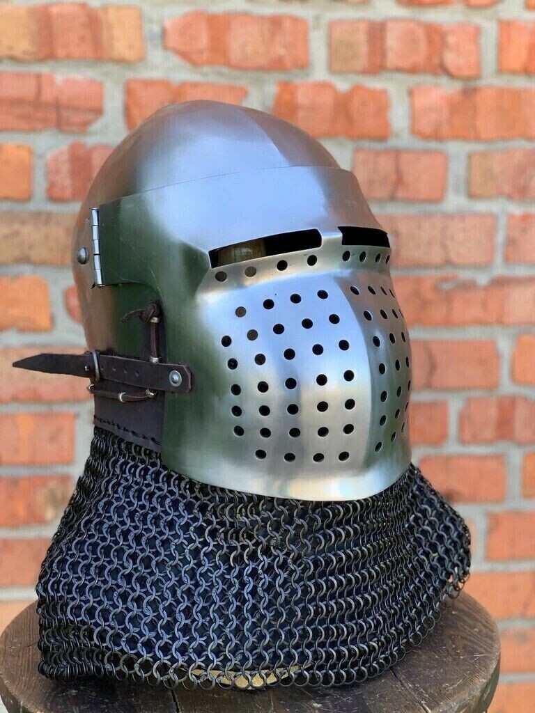 Medieval Bascinet Pigface Helmet Knight Viking Armor 14 Gauge Steel