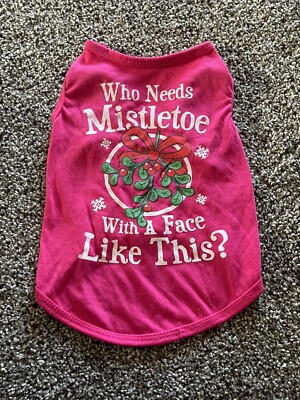 NWOT Born to be Loved pink mistletoe Christmas holiday dog shirt M