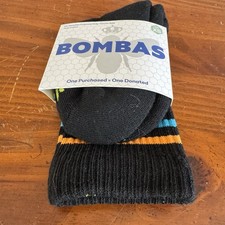 NEW BOMBAS Women  s/Youth Crew Socks Size XS Original Black Honeycomb Support
