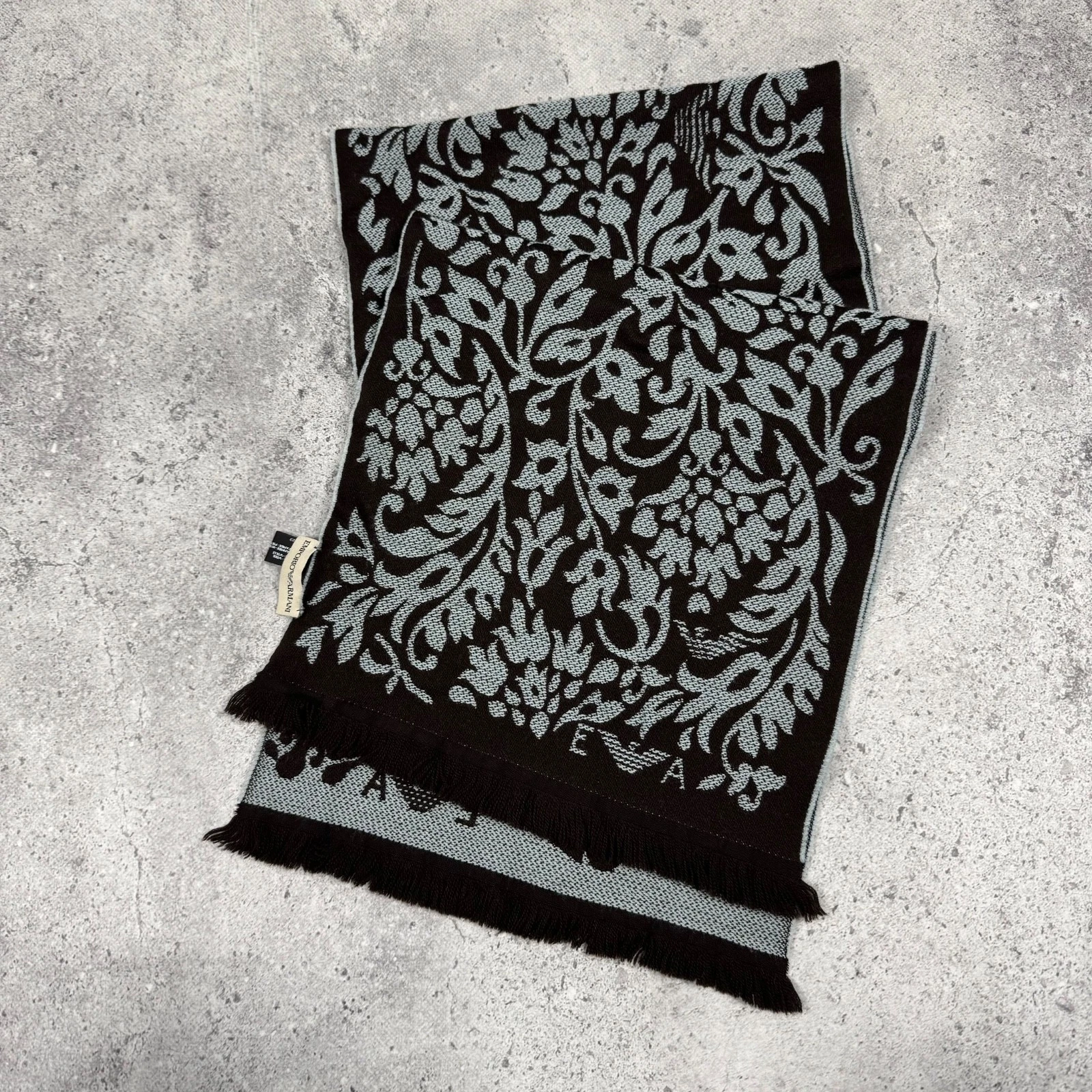 Emporio Armani Paisley Pattern Wool Scarf Unisex